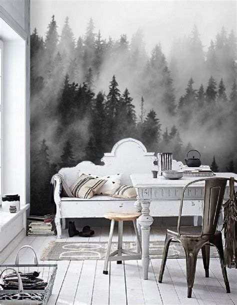 Black And White Forest Wallpaper Mural Peel And Stick Remove Etsy India