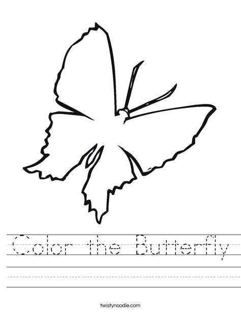 Color The Butterfly Worksheet Twisty Noodle