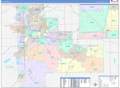 Will County Il Wall Map Color Cast Style By Marketmaps Mapsales