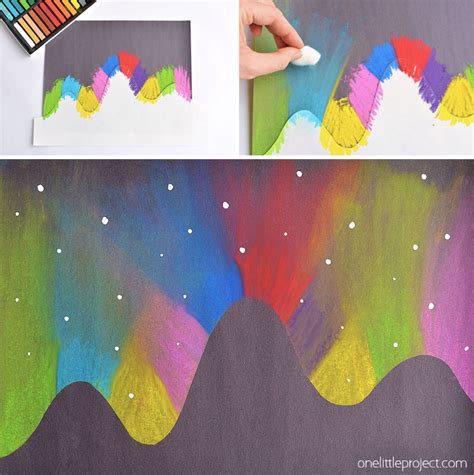 Beautiful Northern Lights Chalk Art For Kids One Little Project