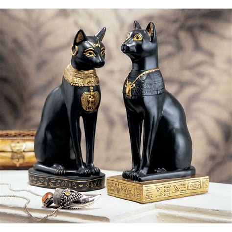design toscano egyptian cat goddess bastet statues set of two