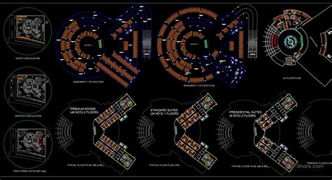 Floors Stars Hotel Elevations And Layout Plan AutoCAD File DWG