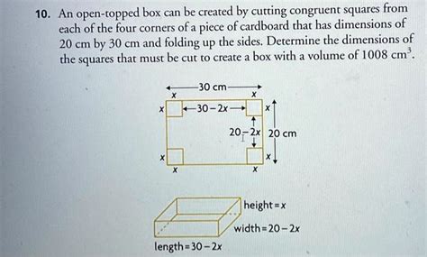Solved An Open Topped Box Can Be Created By Cutting Congruent Squares