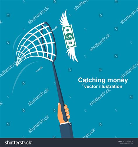 Chasing Money Concept Businessman Trying Catch Stock Vector Royalty