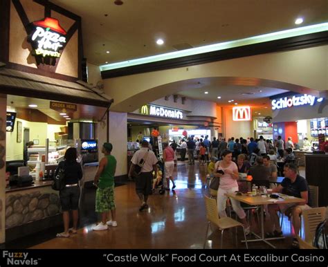 Walk past guest elevators to the casino floor and follow the pathway along the left hand side. McDonald's, Pizza Hut, And Schlotzsky's Deli At Excalibur ...