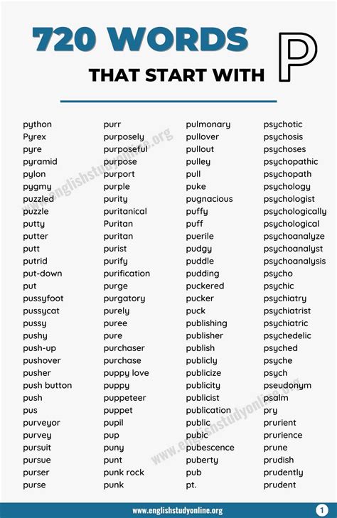 1778 Amazing Words That Start With P In English English Study Online