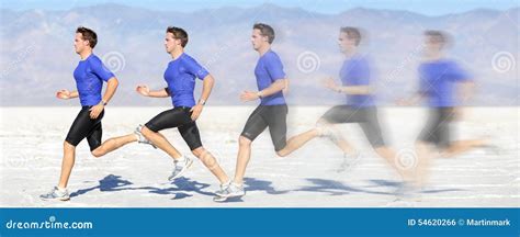 Running And Sprinting Man In Motion At Great Speed Stock Photo Image