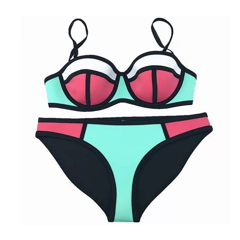 Wholesale Sexy Neoprene Women Colorful Beach Wear Two Piece Bikini Swimwear China Swimwear And