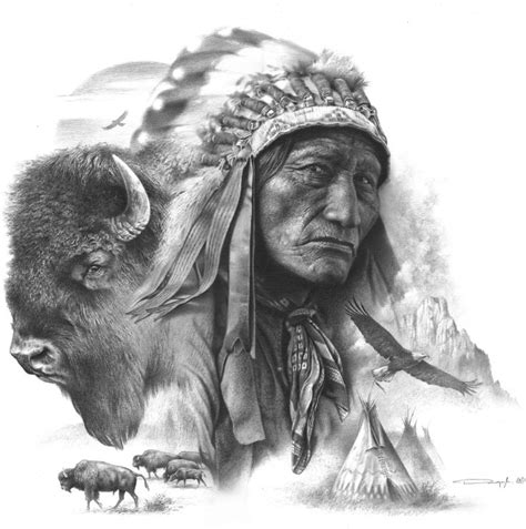 High Bear Of The Lakota Sioux By Denis Mayer Pencil Drawing Kp Native