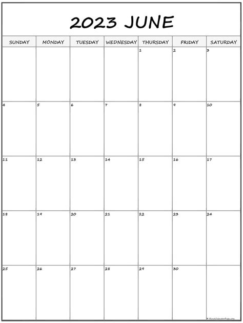 Printable June 2023 Calendar With Space For Appointments Vertical Vrogue
