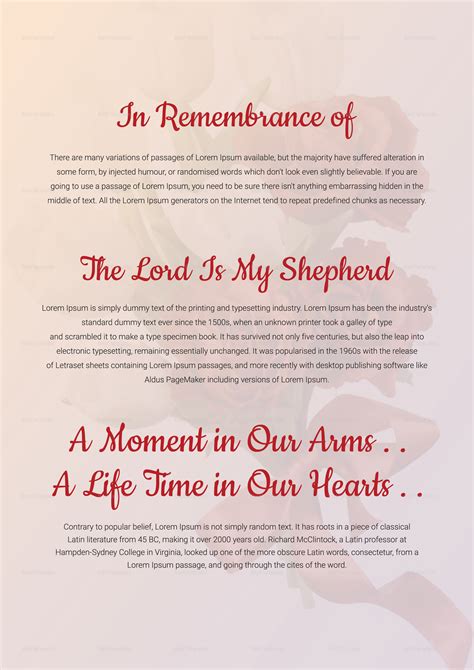 Elegant Funeral Memorial Program Template In Adobe Photoshop Microsoft