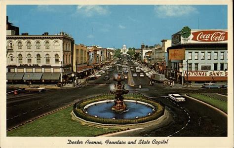 Dexter Avenue Looking East Showing Fountain And State Capitol
