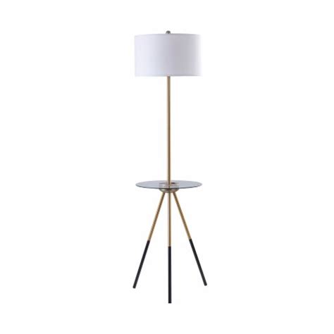 Teamson Design Versanora Myra Tripod Leg Floor Lamp Glass Top End Table