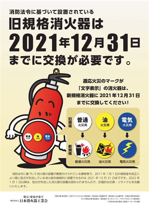 旧規格消火器は2021年12月31日までに交換を／京丹後市