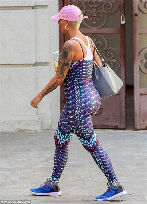Amber Rose Flaunts Derriere In Colourful Catsuit As She Heads For Dwts Rehearsals In La Daily