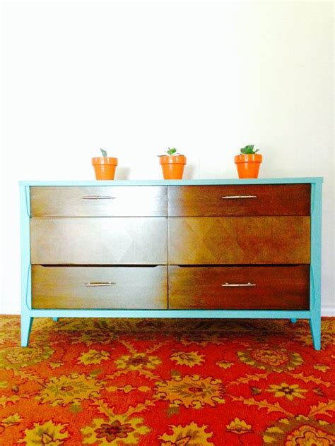 I always dread stripping and finishing. Mid Century Modern Dresser Two Tone Wood and by ...