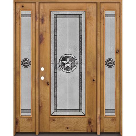 Texas Star Full Lite Knotty Alder Wood Door Unit With Sidelites 90