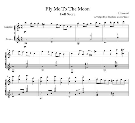 Fly Me To The Moon Pdf Sheet Music And Tab For Guitar Duo Bruskers