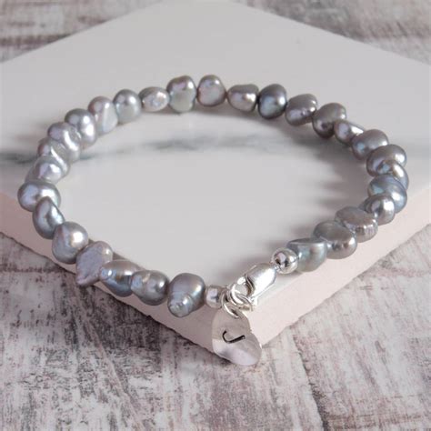 Freshwater Silver Pearl Bracelet Personalised Charm By Jewellery Made