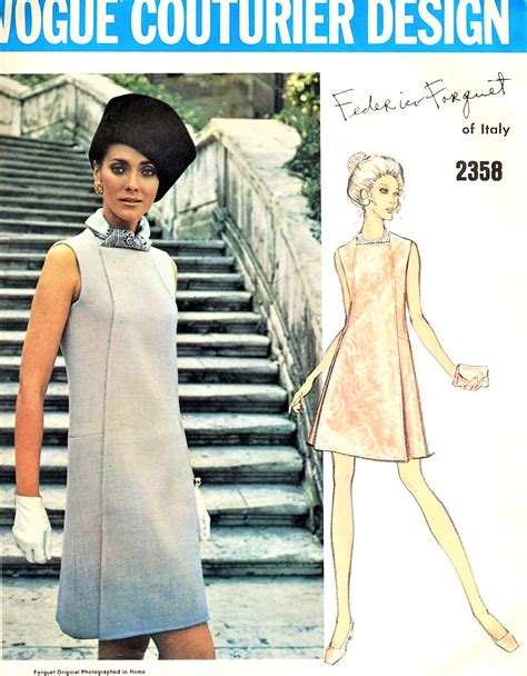 1960s Elegant Mod Forquet Dress Pattern Vogue Couturier Design 2358