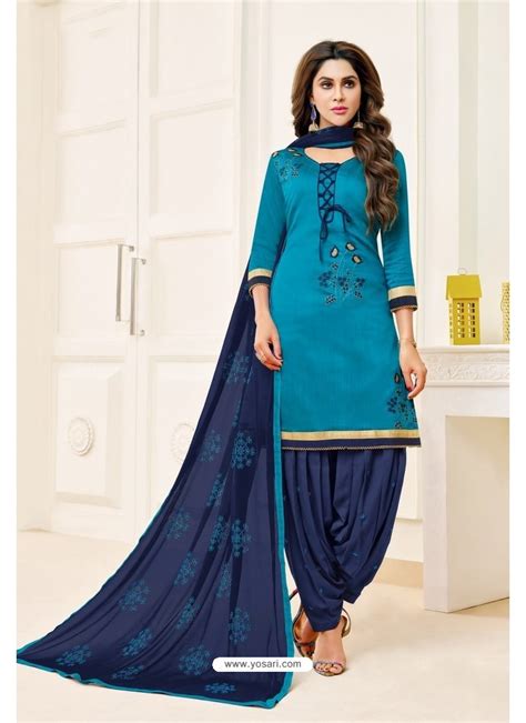 Buy Turquoise Punjabi Suit In Stock