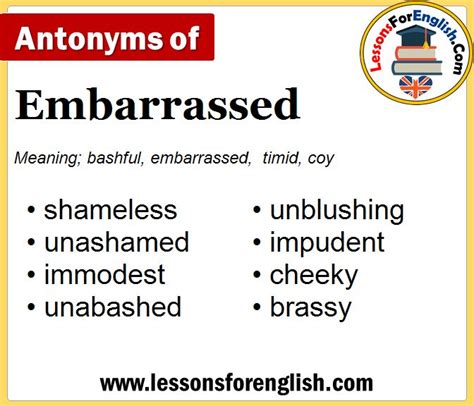 Antonyms Of Embarrassed Opposite Of Embarrassed In English Meaning Of