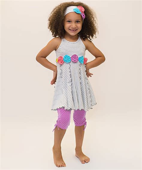 Gray Dot Flower Panel Dress And Headband Infant And Girls By Love U Lots