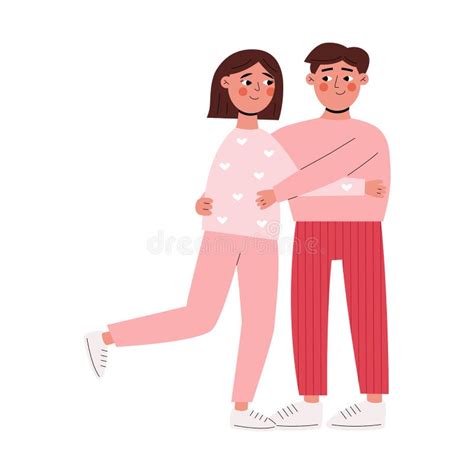 Chico Y Chica Están Abrazando Ilustración Del Vector Ilustración De