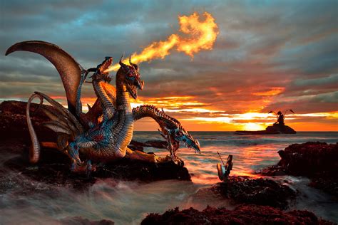 Dragones Lanzando Fuego En Su Gran Isla Wallpaper Hd Ultra