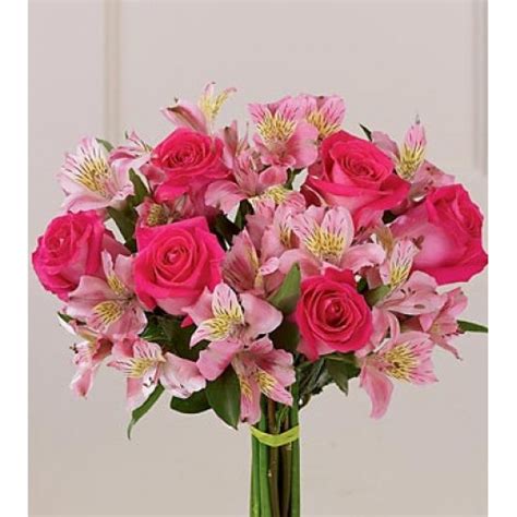 Pink Roses And Pink Alstroemeria In A Bouquet