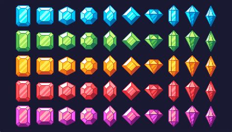 100 Gems Jewels Pixel Arts Gamedev Market