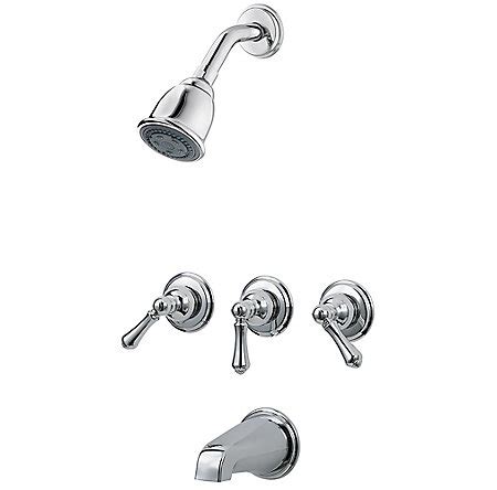 Peerless tub and shower complete rough and trim in brushed nickel. Polished Chrome Pfister 3-Handle Tub & Shower Faucet With ...