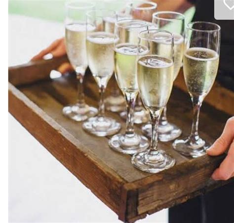 Champagne Glasses On Antique Wooden Tray Wooden Serving Trays