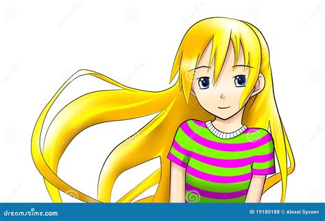 Ragazza Bionda Teenager Del Anime Illustrazione Di Stock