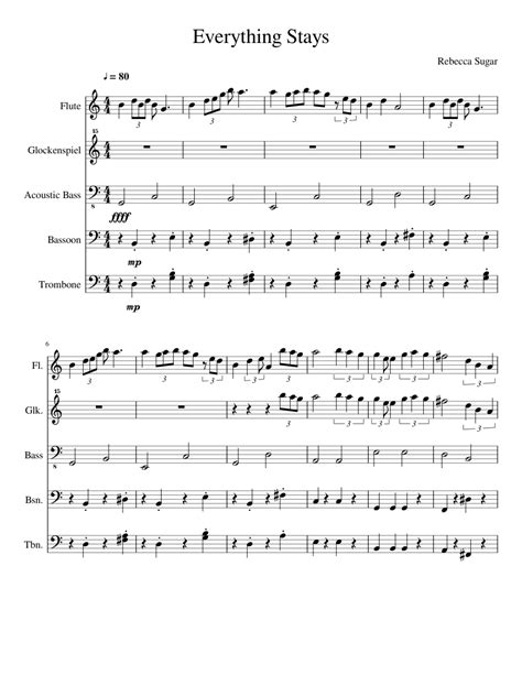 Everything Stays Sheet Music For Flute Percussion Guitar Bassoon