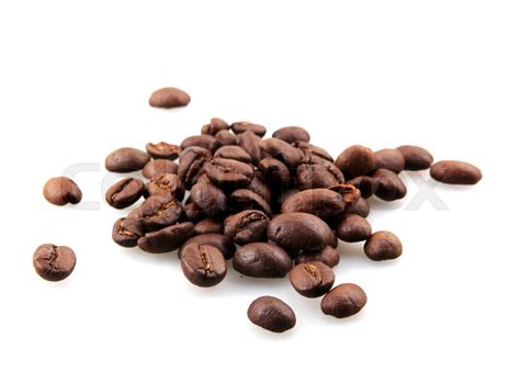 Fresh Roasted Coffee Beans Isolated On White Background Stock Image