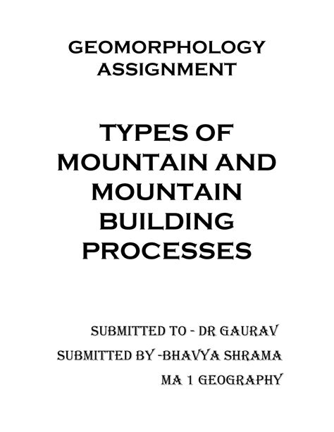 Mountain Systems Geomorphology Assignment Types Of Mountain And
