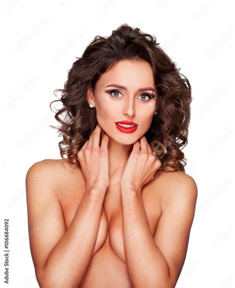 Beautiful nude fashion female model with professional makeup Stock 写真