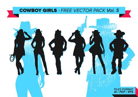 Cowboy Girls Silhouette Free Vector Pack Vol 5 Download Free Vector