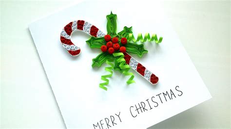 Tutorial Christmas Card Quilling Candy Cane Christmas Card Youtube