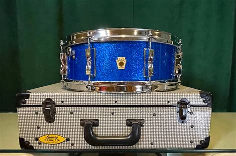 1960s Ludwig 5x14 Jazz Festival Snare Drum Blue Sparkle Reverb