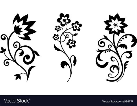 Silhouettes Abstract Vintage Flowers Royalty Free Vector