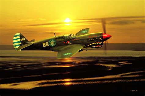 P Warhawk Ww Us Aviation Art Digital Art By John Wills