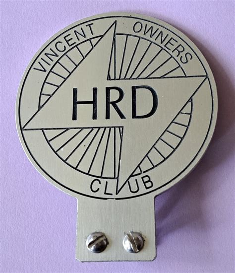 Vincent Hrd Owners Club Badge Morgan Car Badges