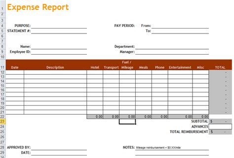 Expense Report Template In Excel