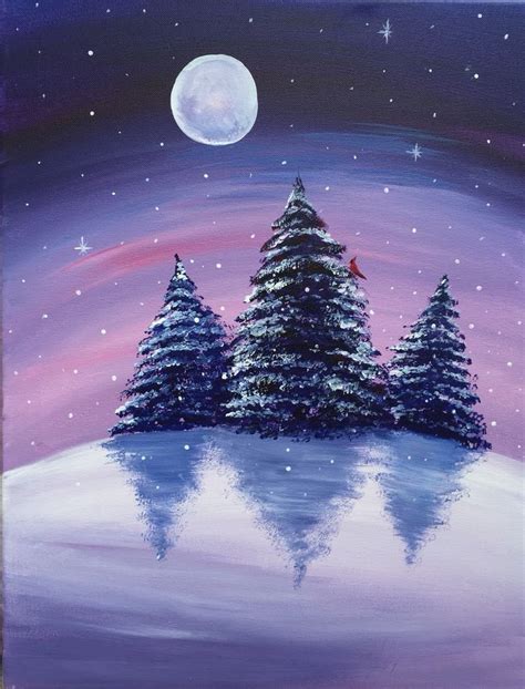 Image Result For Winter Scene Paintings Easy Christmas Canvas Art