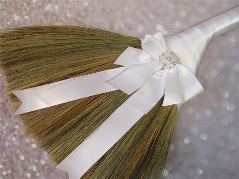 Bow And Broach Wedding Broom For Jumping The Broom Ceremony Etsy