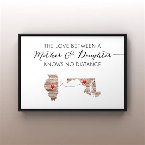 The Love Between A Mother And Daughter Knows No Distance Print Etsy