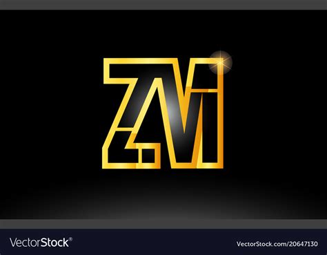 Gold black alphabet letter zm z m logo Royalty Free Vector
