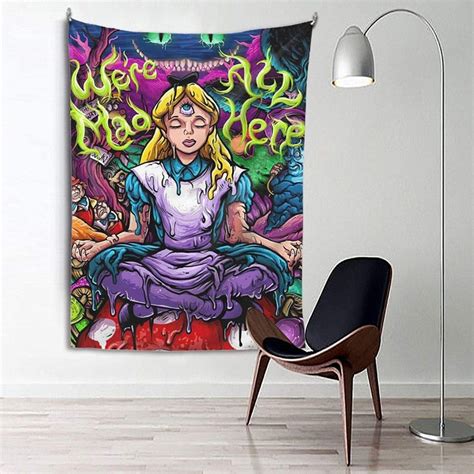 psychedelic alice wall tapestry anime 3rd eye trippy etsy uk